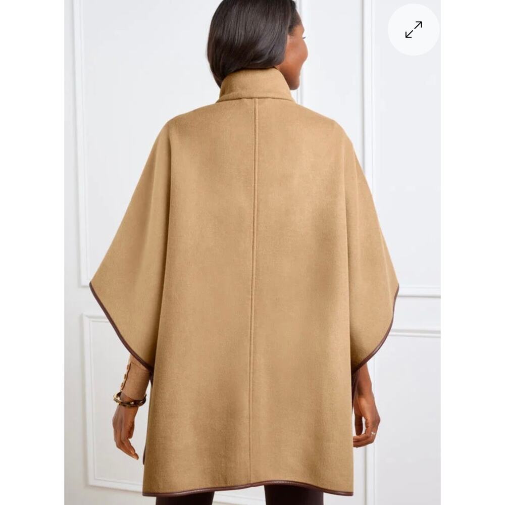 Talbots Tailored Wool Cape L/XL Plus Size Brown F… - image 2